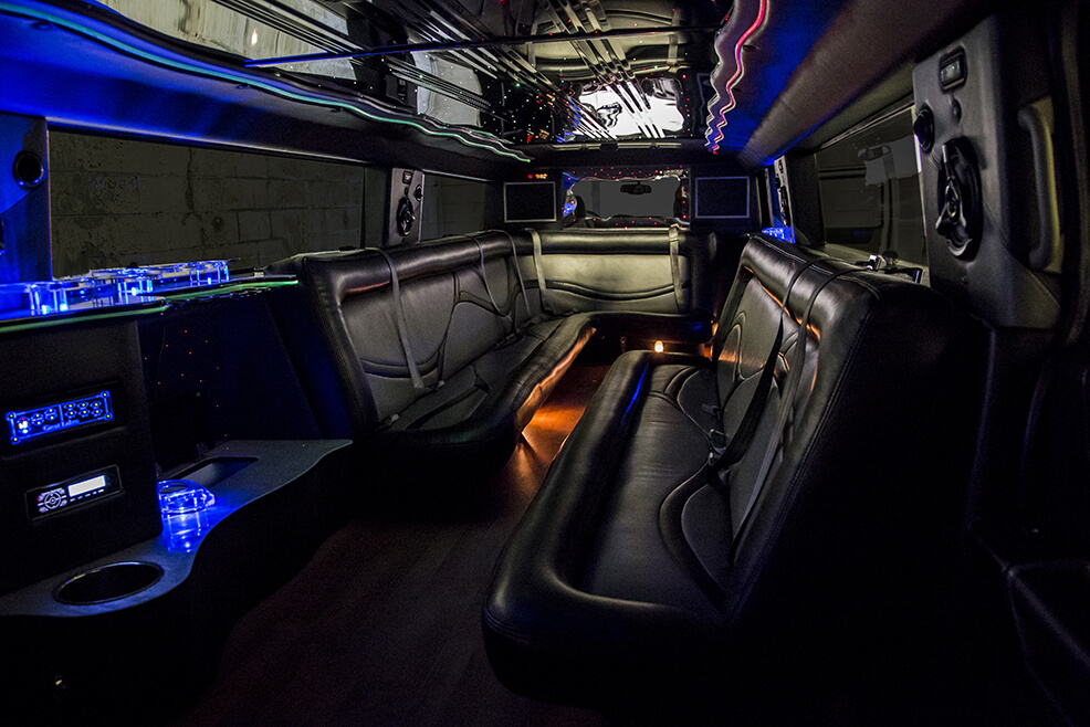 Luxurious limousine with LED lights