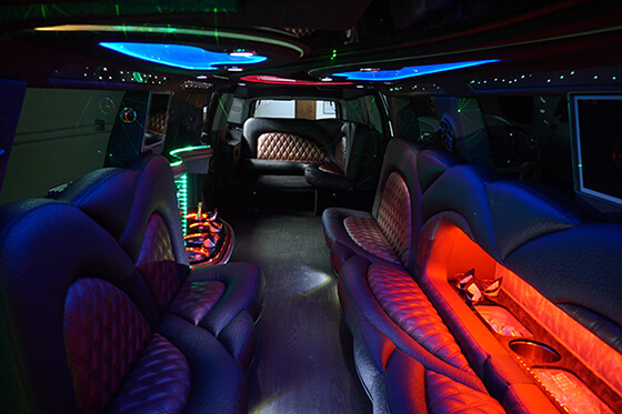 limousine service with leather seats and wet bars