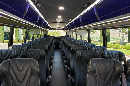 Iowa charter bus rental with storage space